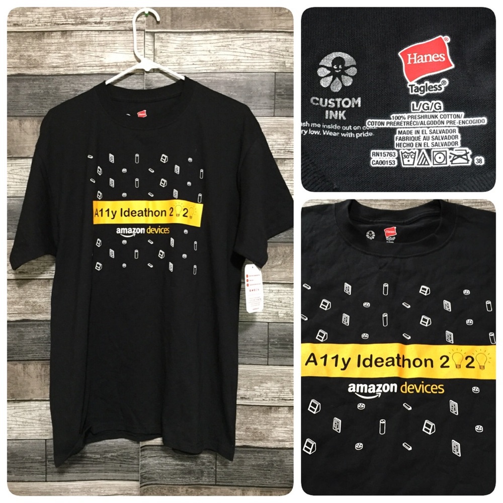 Hanes Amazon T Shirt Men’s L Black A11y Ideathon 2020 Amazon Devices